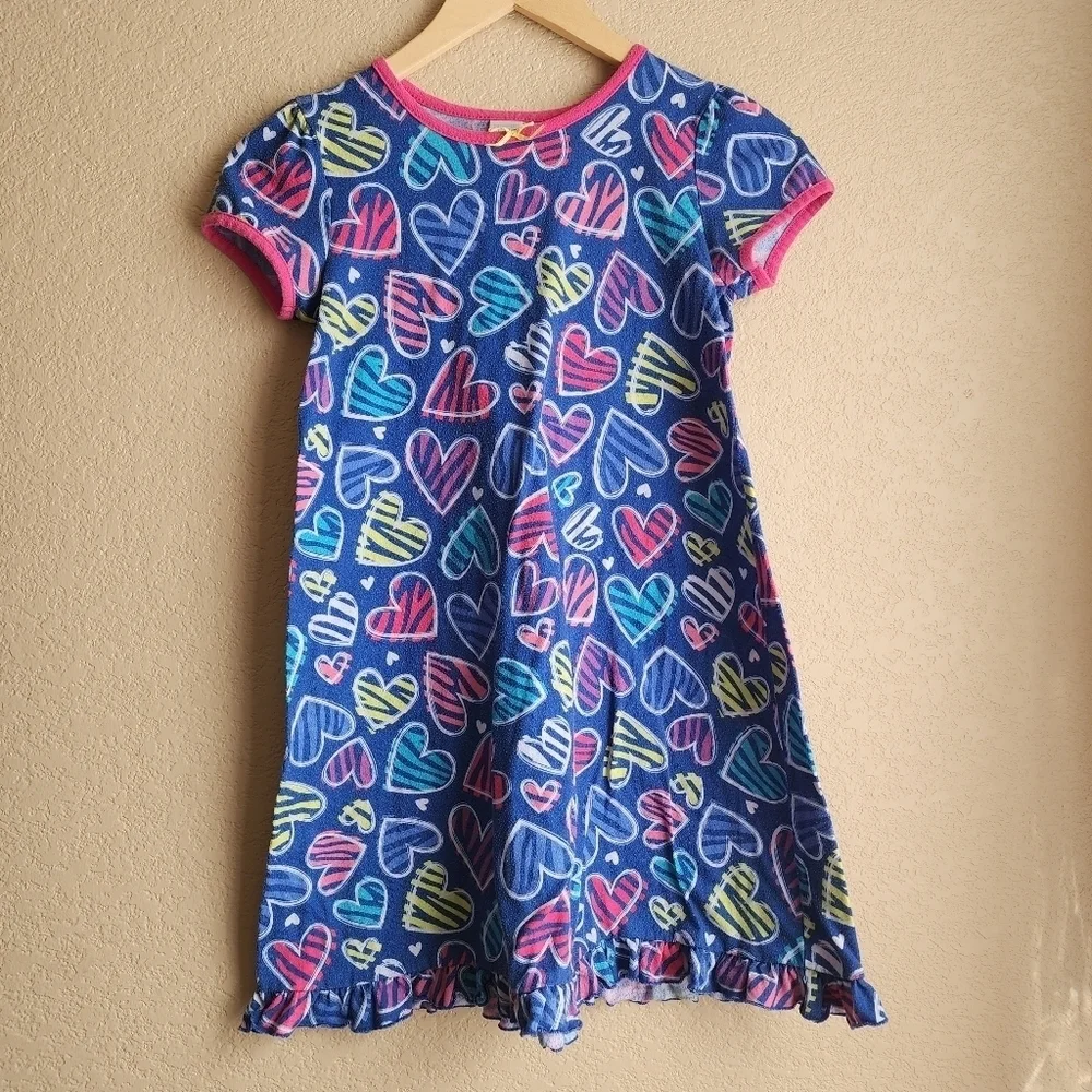 Children's Place blue and pink heart nightgown size L 10/12